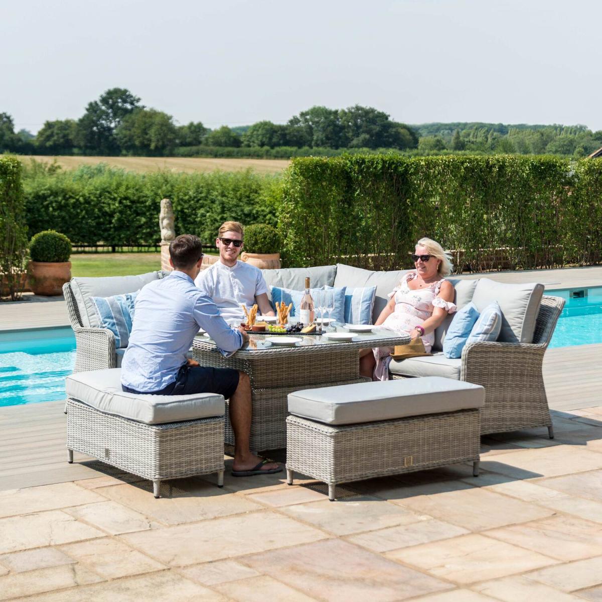 Oxford Royal Rattan Corner Dining Sofa Set Grey 8 Seater - Grey – image 6