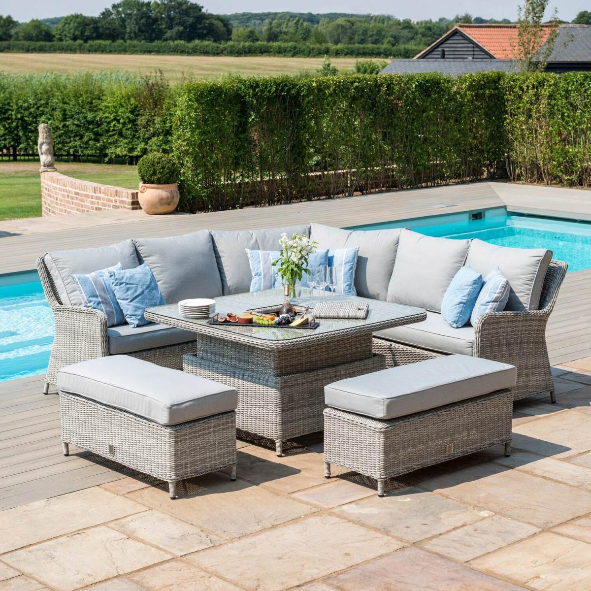Oxford Royal Rattan Corner Dining Sofa Set Grey 8 Seater - Grey – image 1