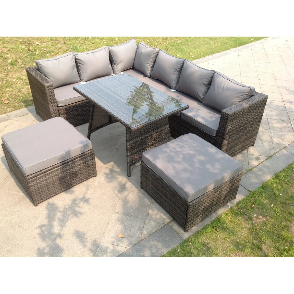 8 Seater Rattan Corner Sofa Set Garden Furniture Outdoor - Dark Grey Mixed – image 2