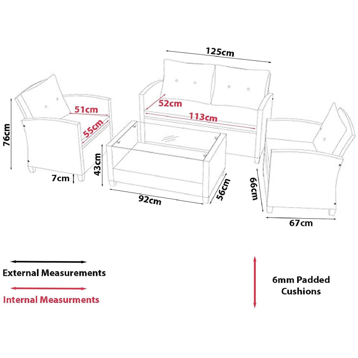 Natural Outdoor 4pc Rattan Garden Set Furniture - Brown – image 3