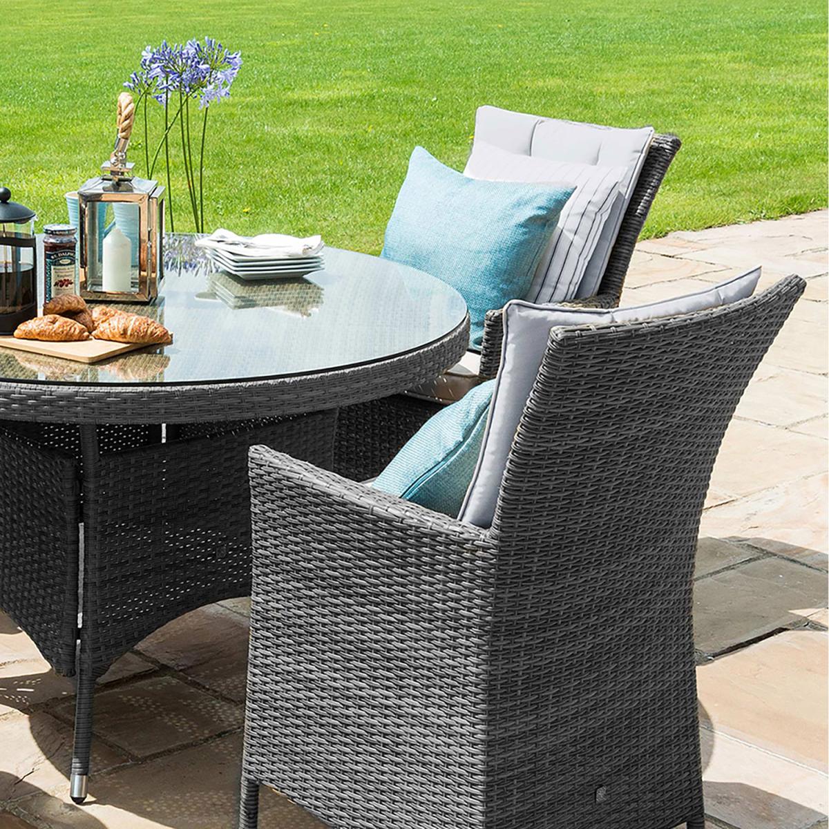 Maze LA 4 Seat Round Rattan Dining Set Grey with Integrated Ice Bucket - Grey – image 2