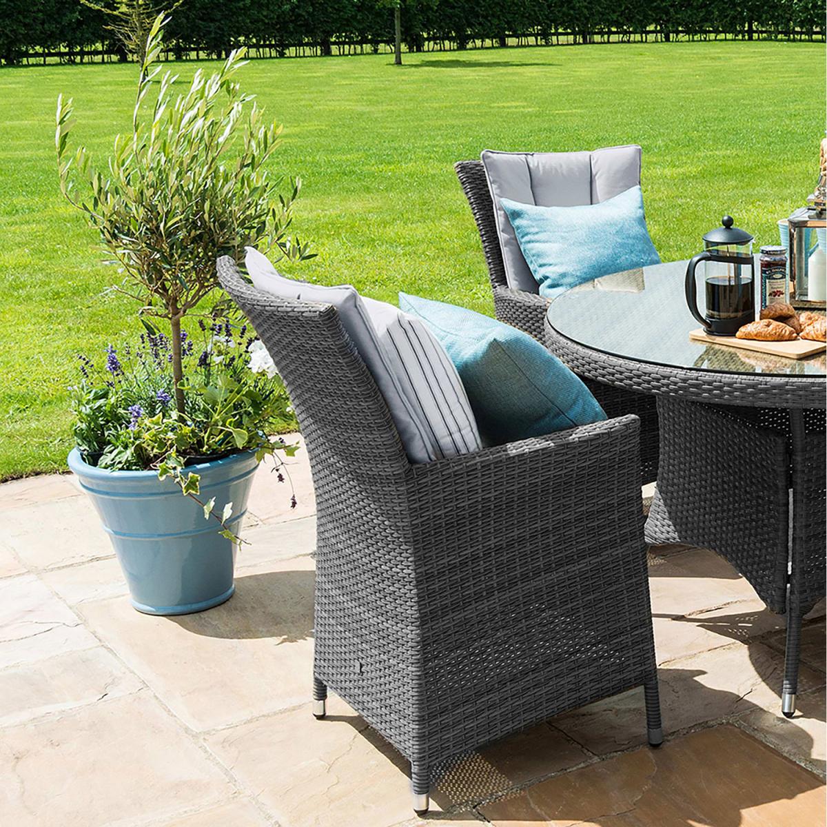 Maze LA 4 Seat Round Rattan Dining Set Grey with Integrated Ice Bucket - Grey – image 3