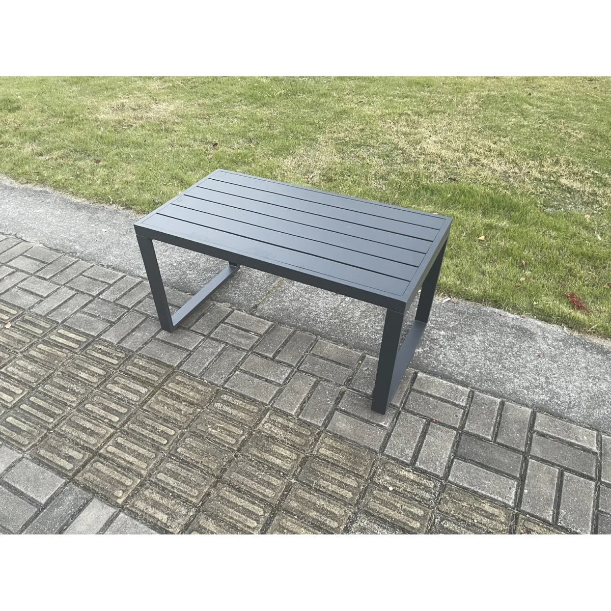 Fimous Aluminium Patio Garden Lounge Corner Sofa Set with Oblong Coffee Table, 10-Seater, Dark Grey - Dark Grey – image 2
