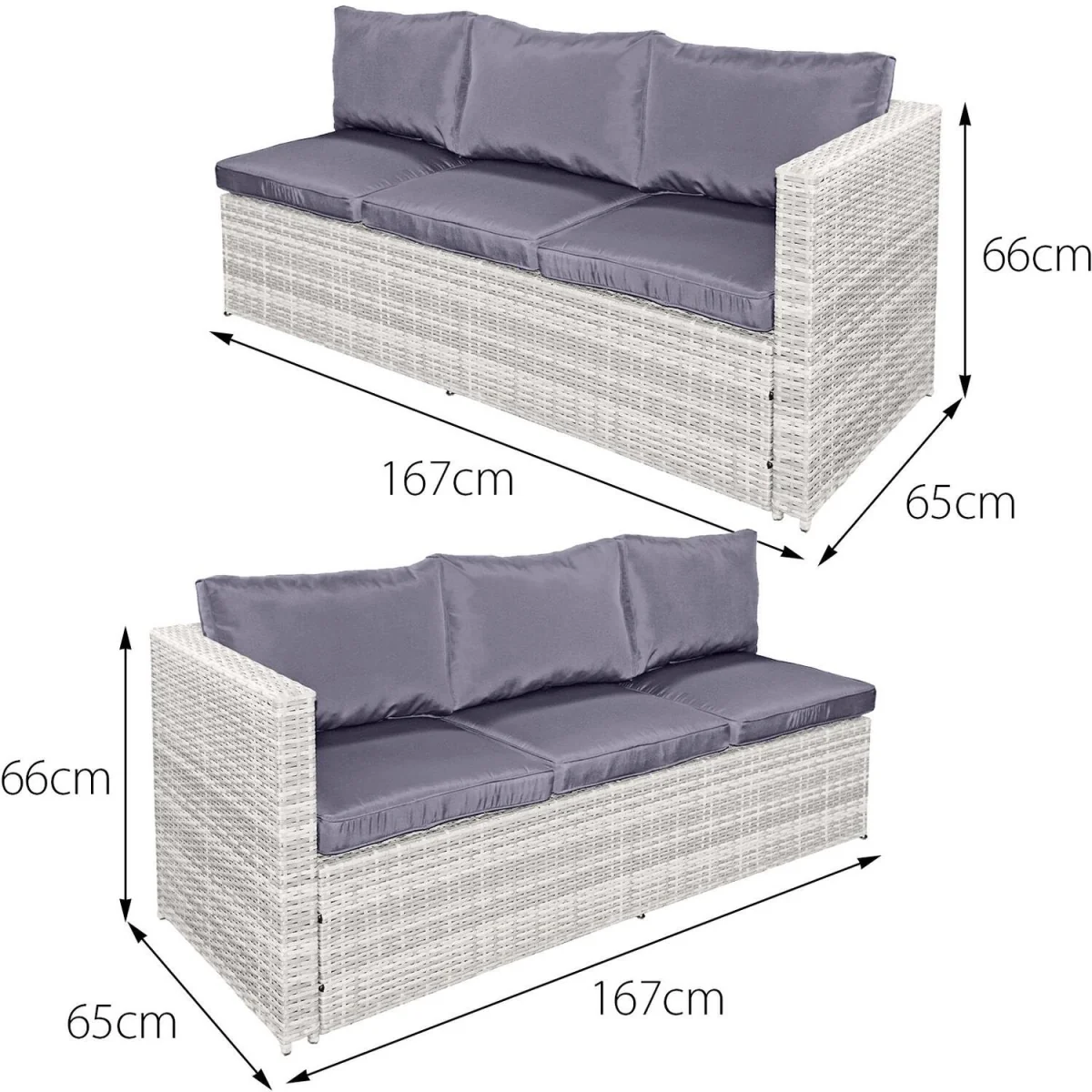 Oseasons Malta Rattan 10 Seat Firepit U-Shape Sofa Set in Sandy White with Sunset Grey Cushions - Sandy White – image 5