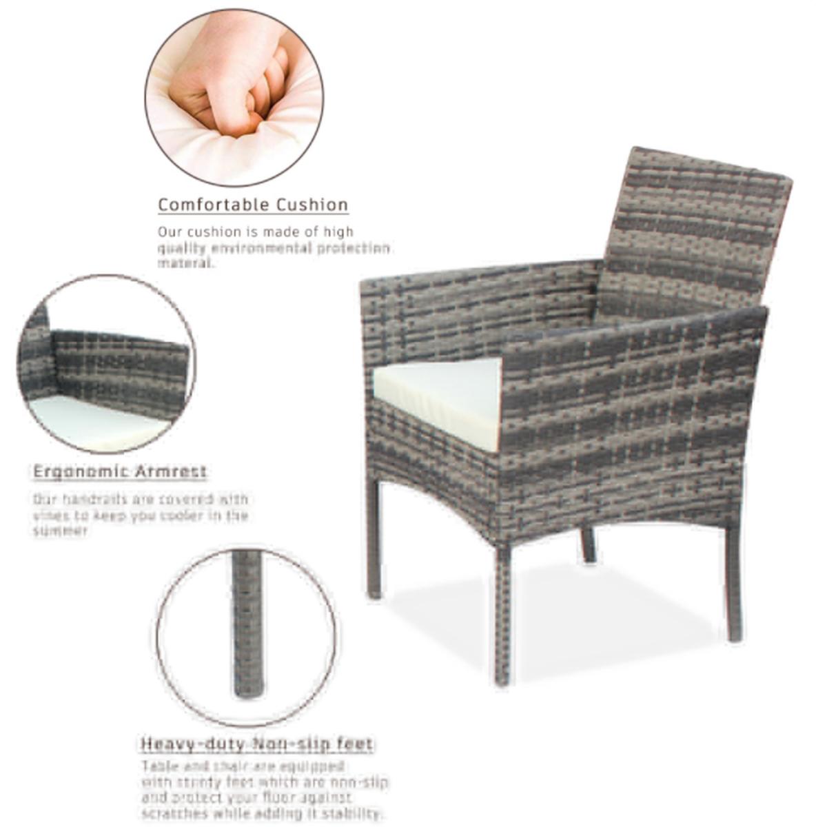 4 Seat Brown Rattan Furniture Set - Grey – image 4