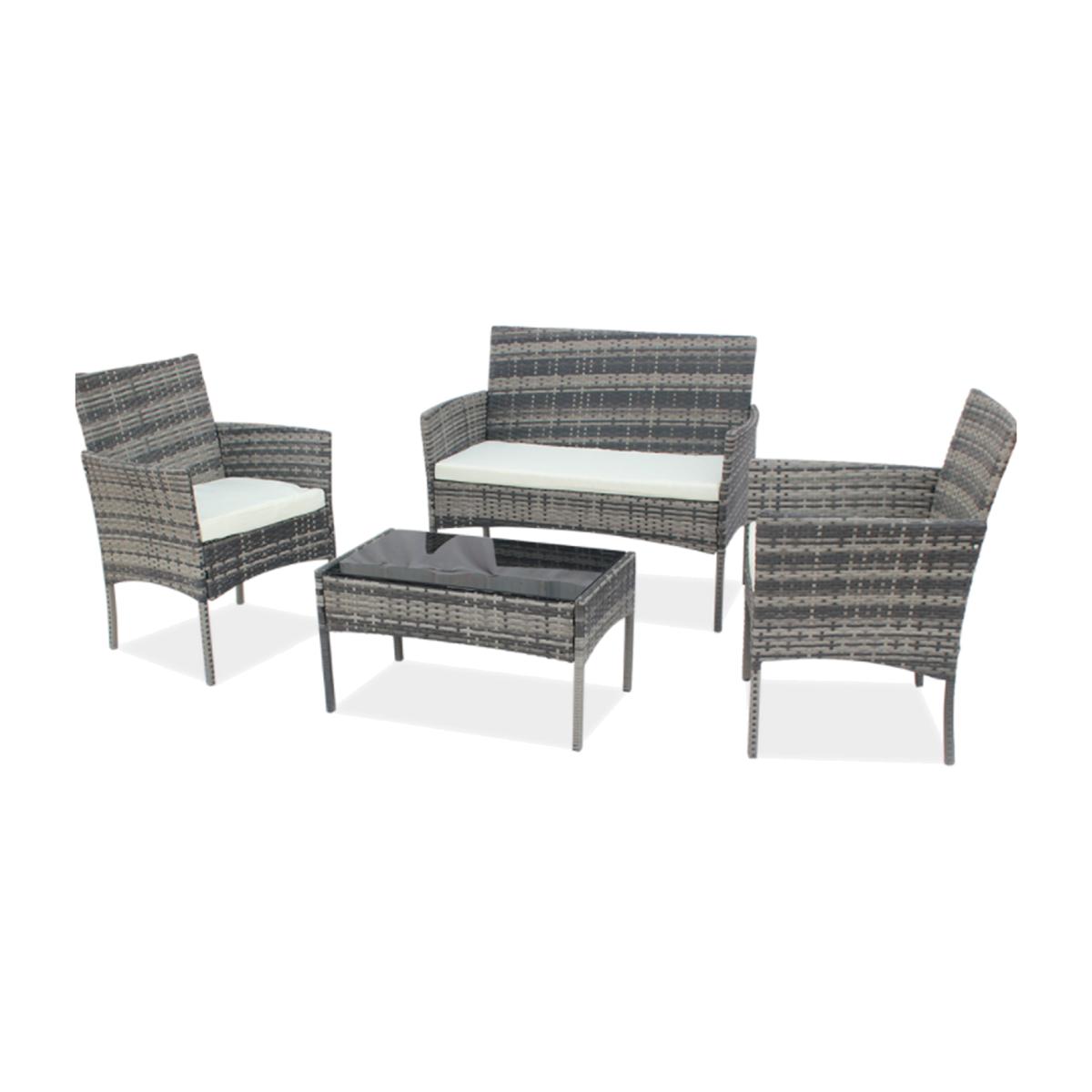 4 Seat Brown Rattan Furniture Set - Grey – image 1