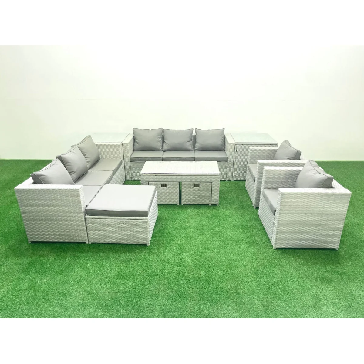 Fimous Outdoor Garden Rattan Sofa Set Light Grey Mixed - Light Grey Mixed – image 5