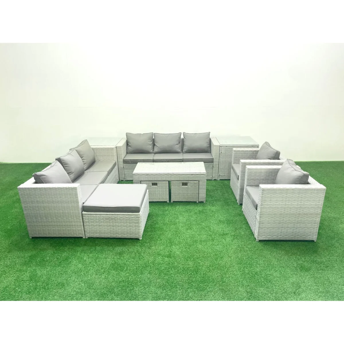 Fimous Outdoor Garden Rattan Sofa Set Light Grey Mixed - Light Grey Mixed – image 1