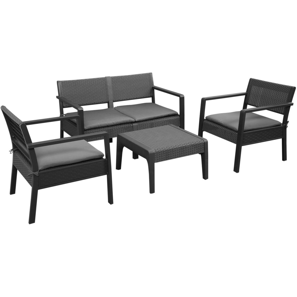 Outdoor Garden PP Rattan Style Sofa Set 4 PCS - Grey – image 3