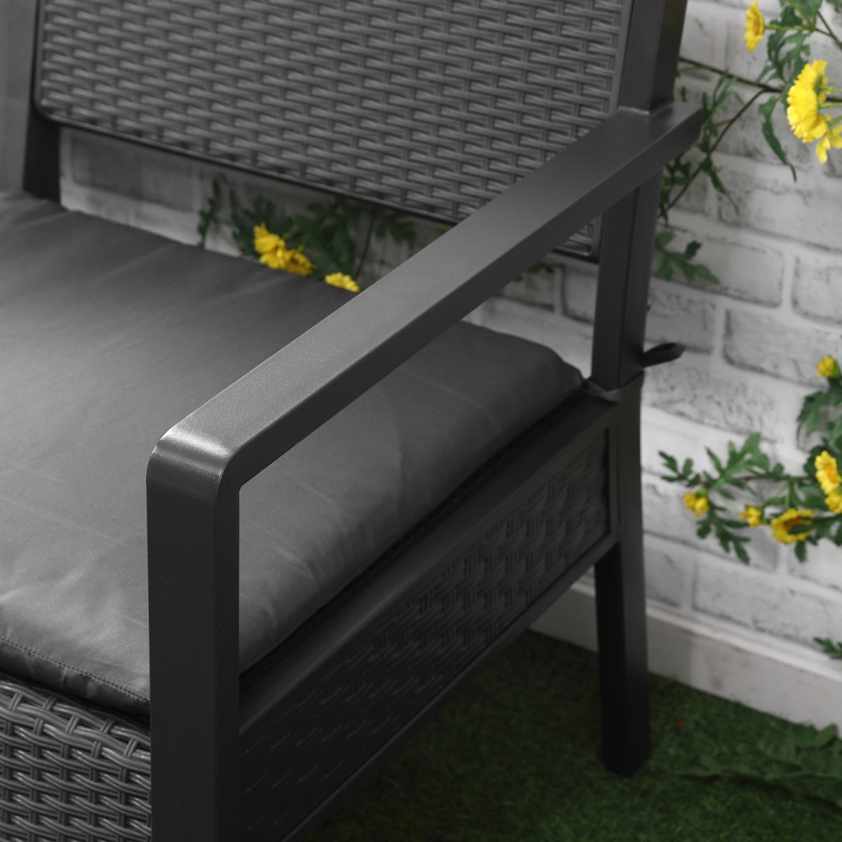 Outdoor Garden PP Rattan Style Sofa Set 4 PCS - Grey – image 6