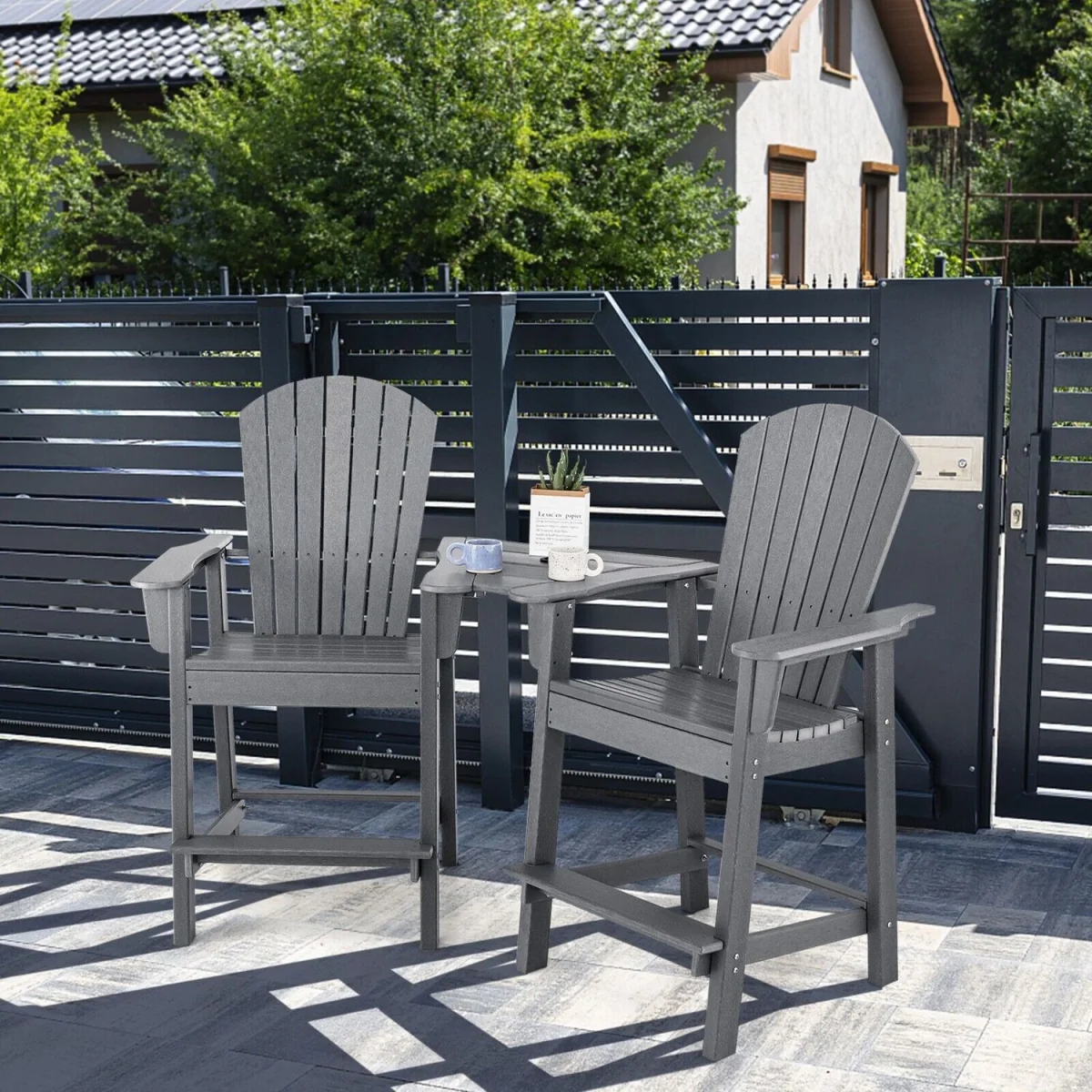 Costway Bar Height Balcony Loveseat-Grey - Grey – image 2
