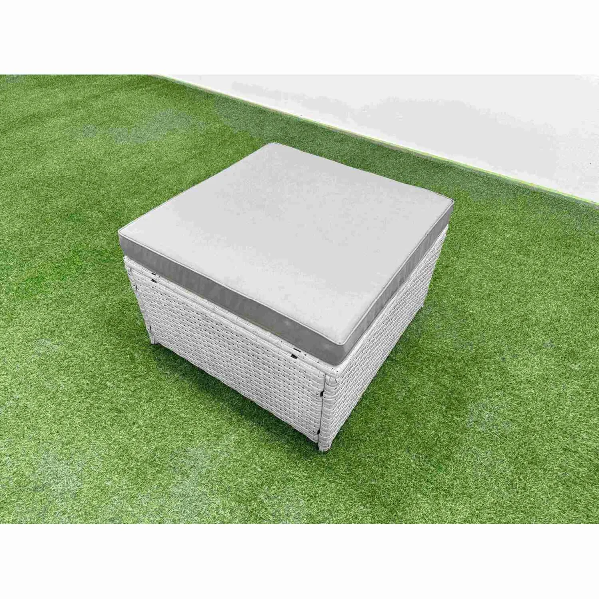 Fimous PE Rattan 10-Seater Outdoor Garden Sofa Set with Rectangular Coffee Table. - Light grey PE rattan with dark grey fabric – image 4