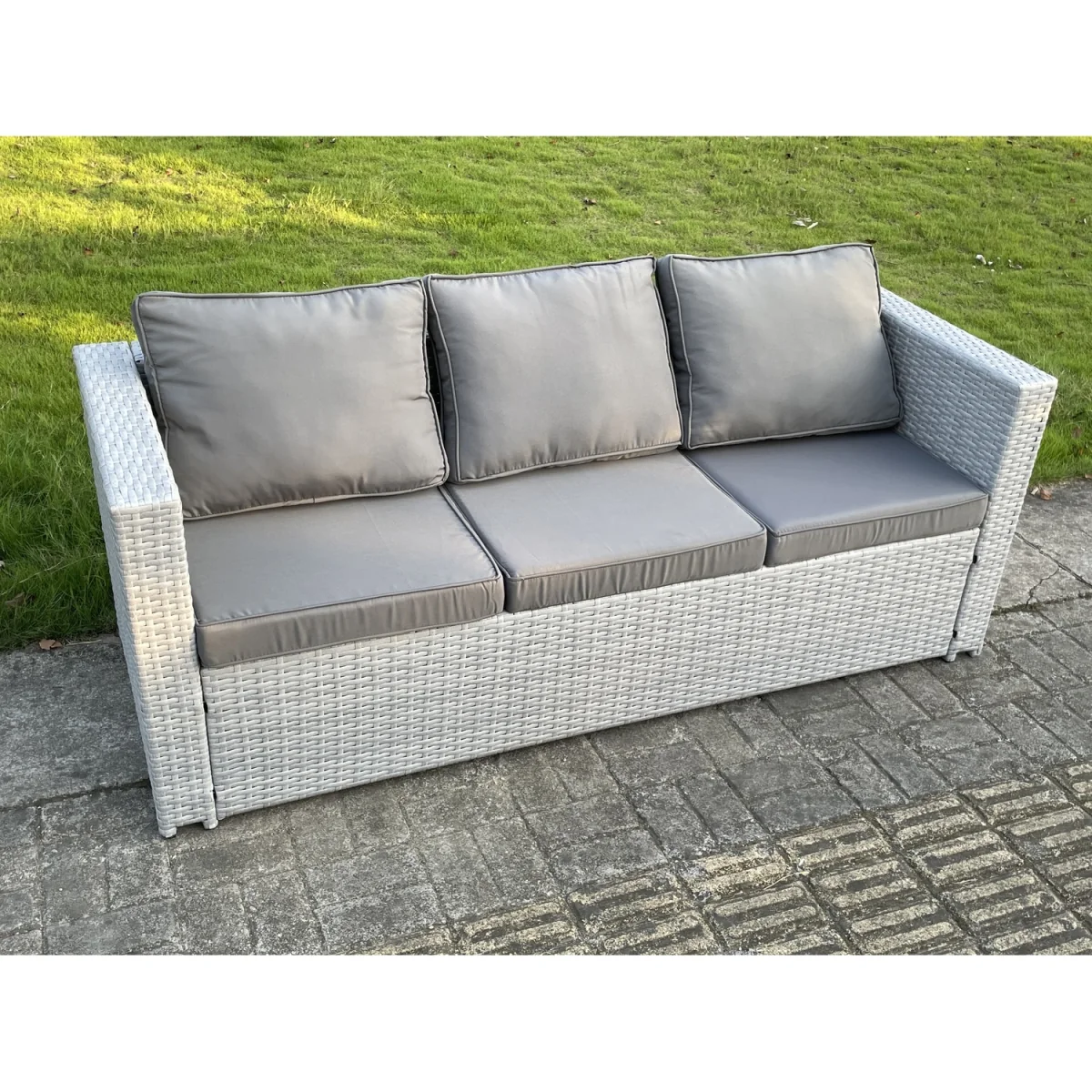 Light Grey Outdoor Rattan Garden Furniture Set Corner Sofa Set - Light Grey Mixed – image 2