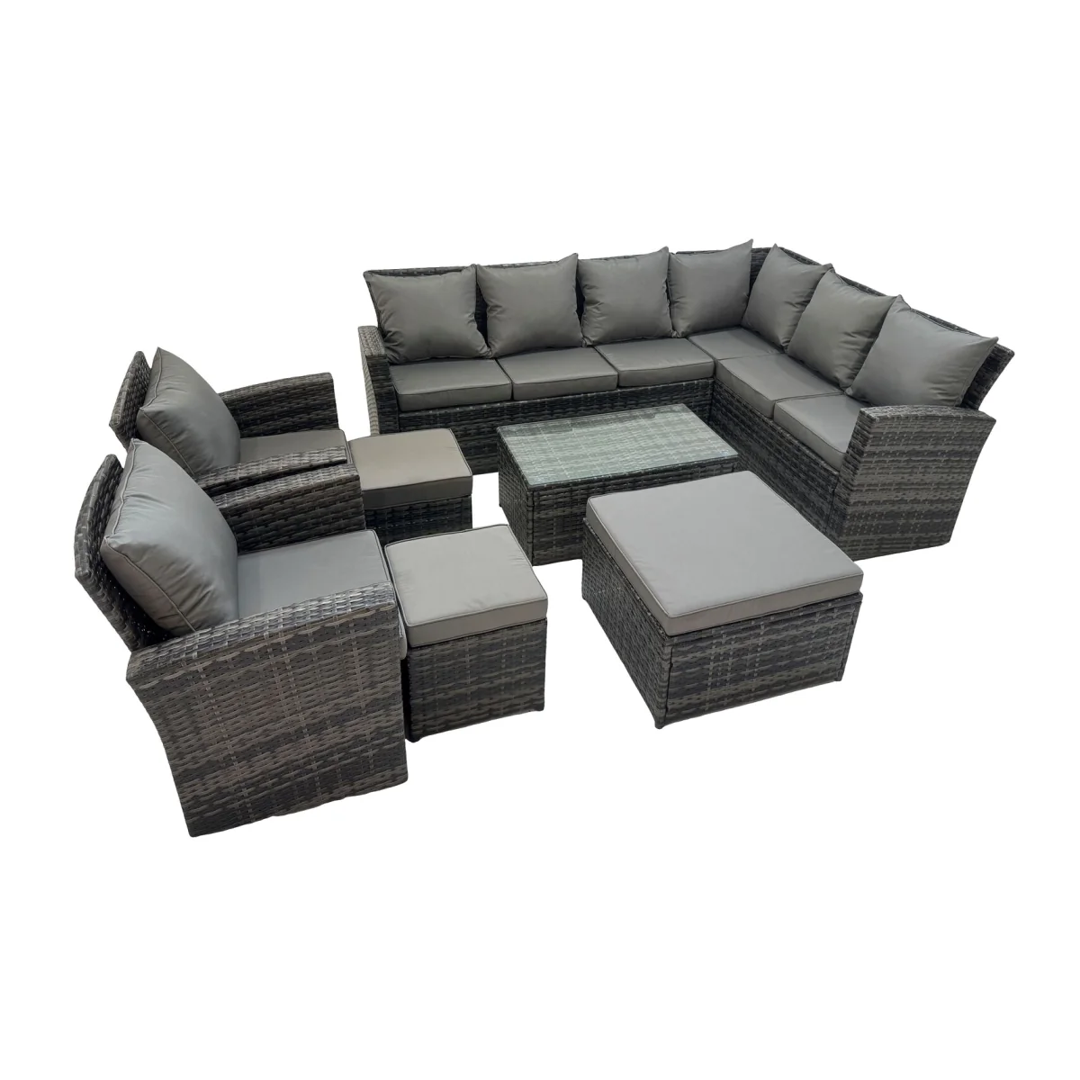 Fimous Rattan Garden Sofa Set 11-Seater Dark Grey Mixed - Dark Grey Mixed – image 1