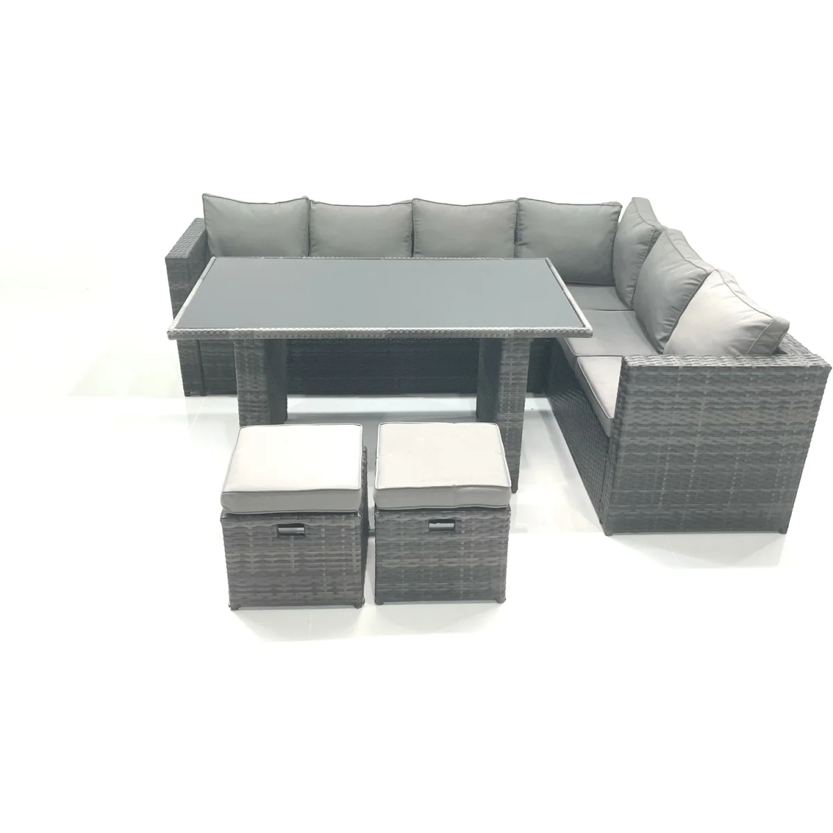 Outdoor Lounge Rattan Corner Sofa Set 6 Seater Garden Furniture - Dark Grey Mixed – image 2