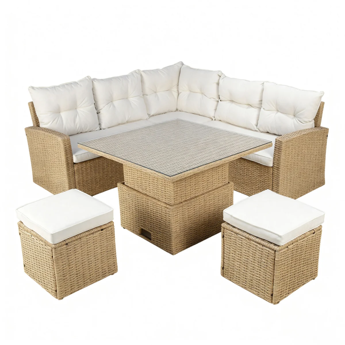 St. Tropez Garden Corner Sofa Set with Rising Table - Brown – image 2