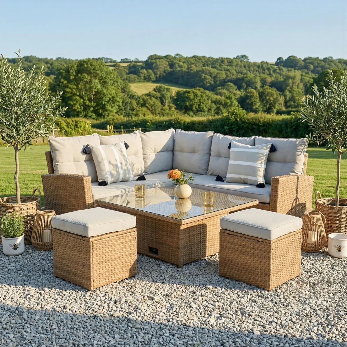 St. Tropez Garden Corner Sofa Set with Rising Table - Brown – image 11