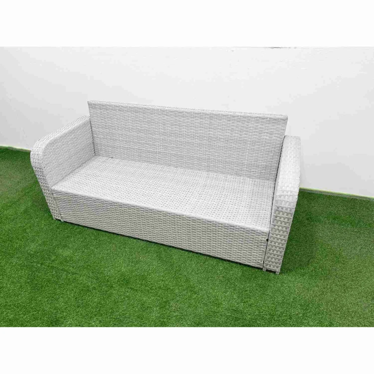 Fimous 9-Seater PE Rattan Outdoor Sofa Set with Coffee & Side Tables, Light Grey - Light Grey – image 4