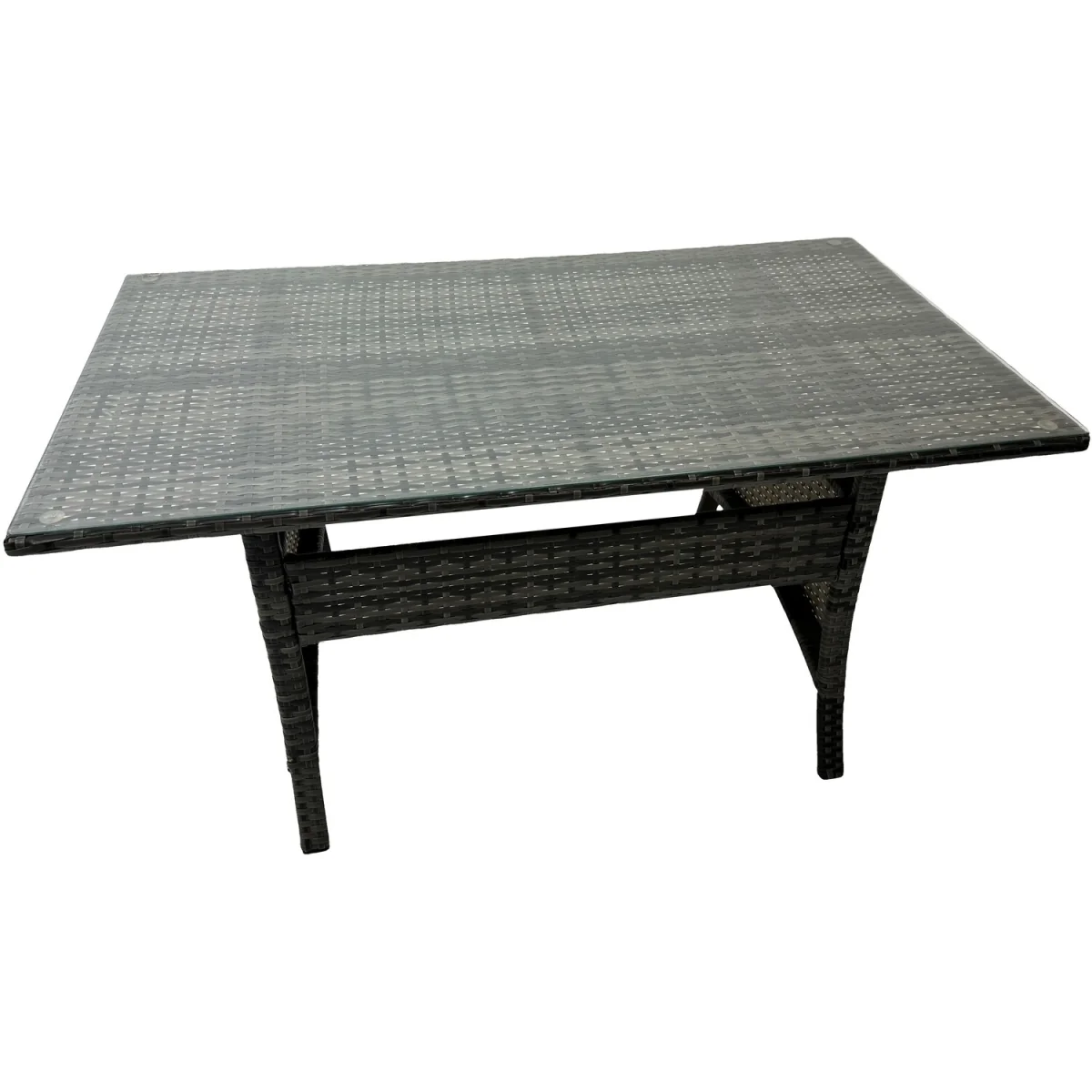 Fimous 4-Seat PE Rattan Outdoor Dining and Sofa Set with Side Table Dark Grey Mixed. - Dark Grey Mixed rattan with dark grey fabric – image 3