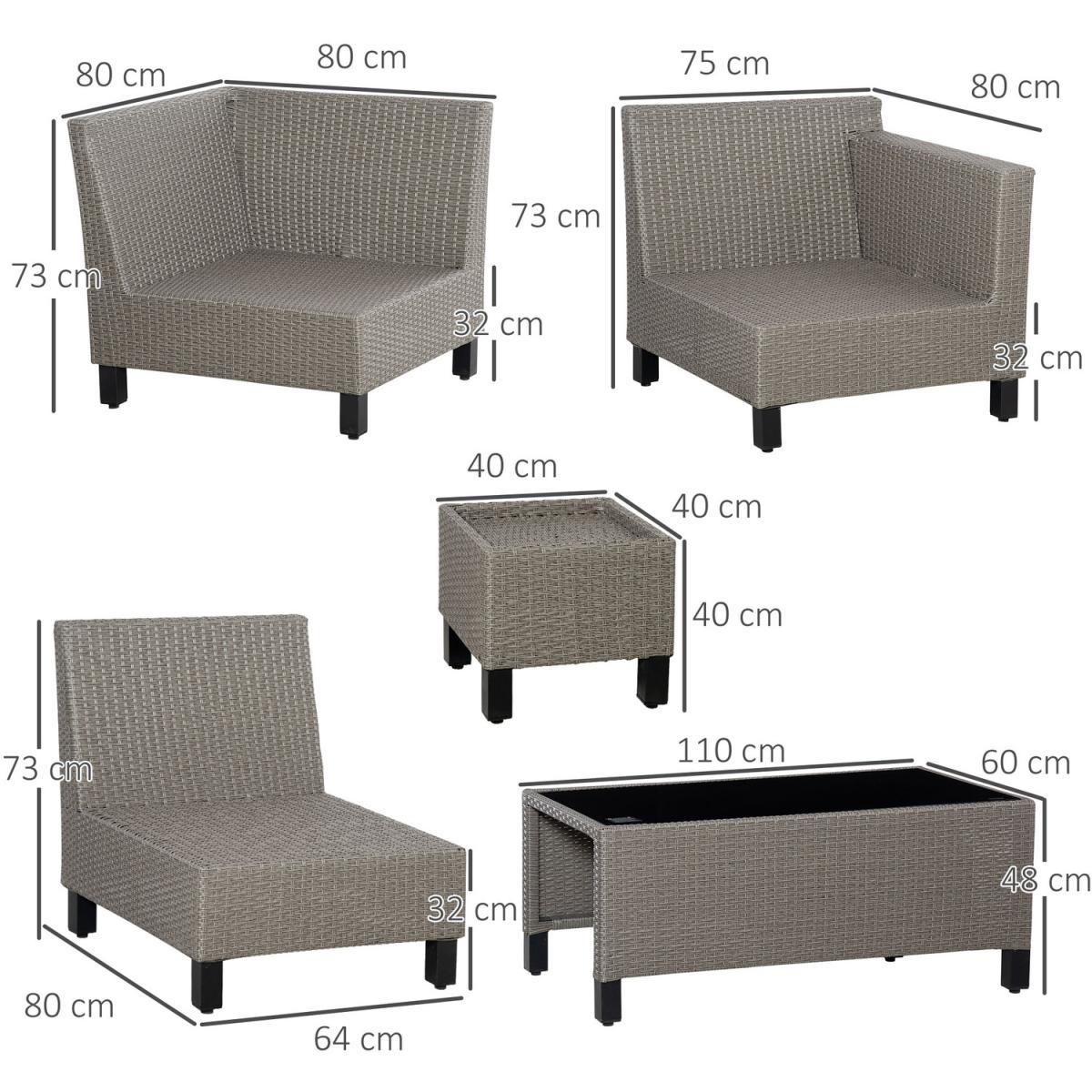 8 PCS Outdoor PE Rattan Sofa Set - Grey – image 2