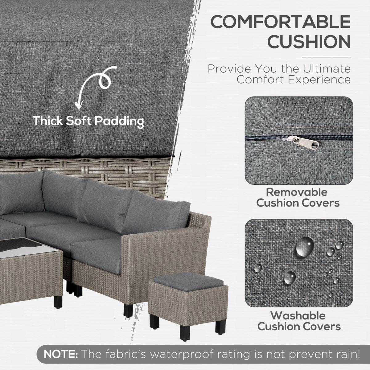 8 PCS Outdoor PE Rattan Sofa Set - Grey – image 3