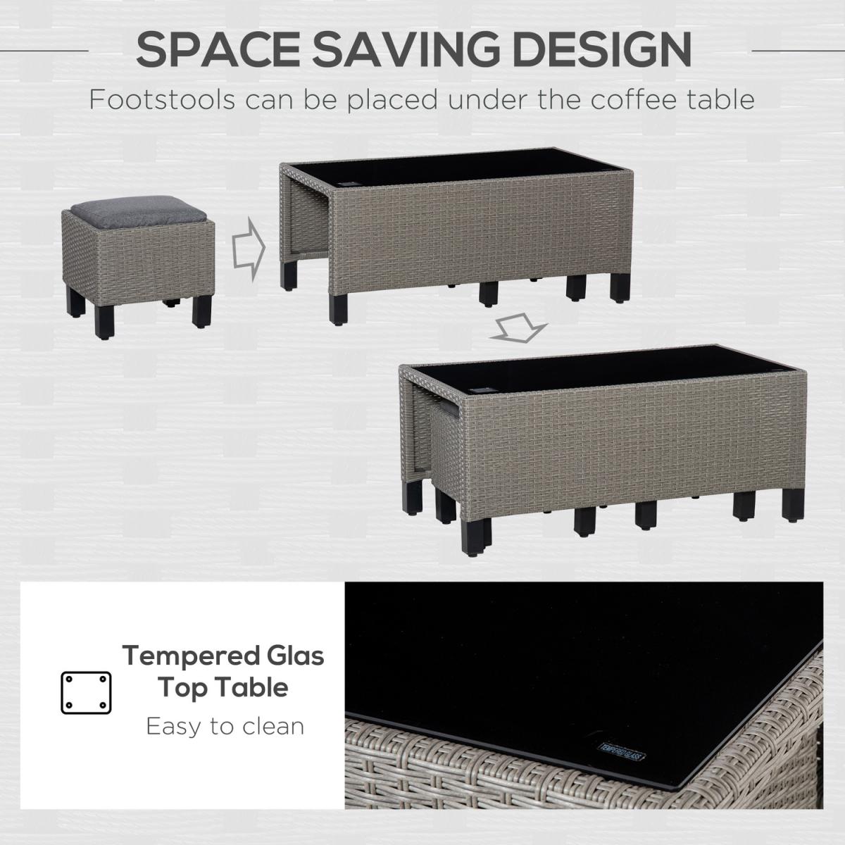 8 PCS Outdoor PE Rattan Sofa Set - Grey – image 4