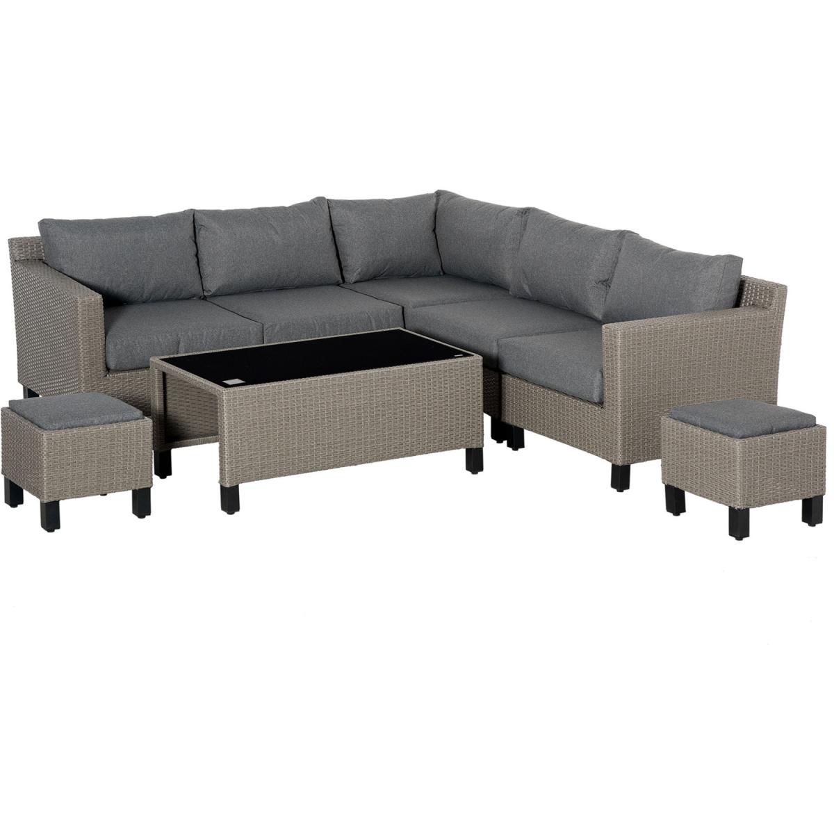 8 PCS Outdoor PE Rattan Sofa Set - Grey – image 6