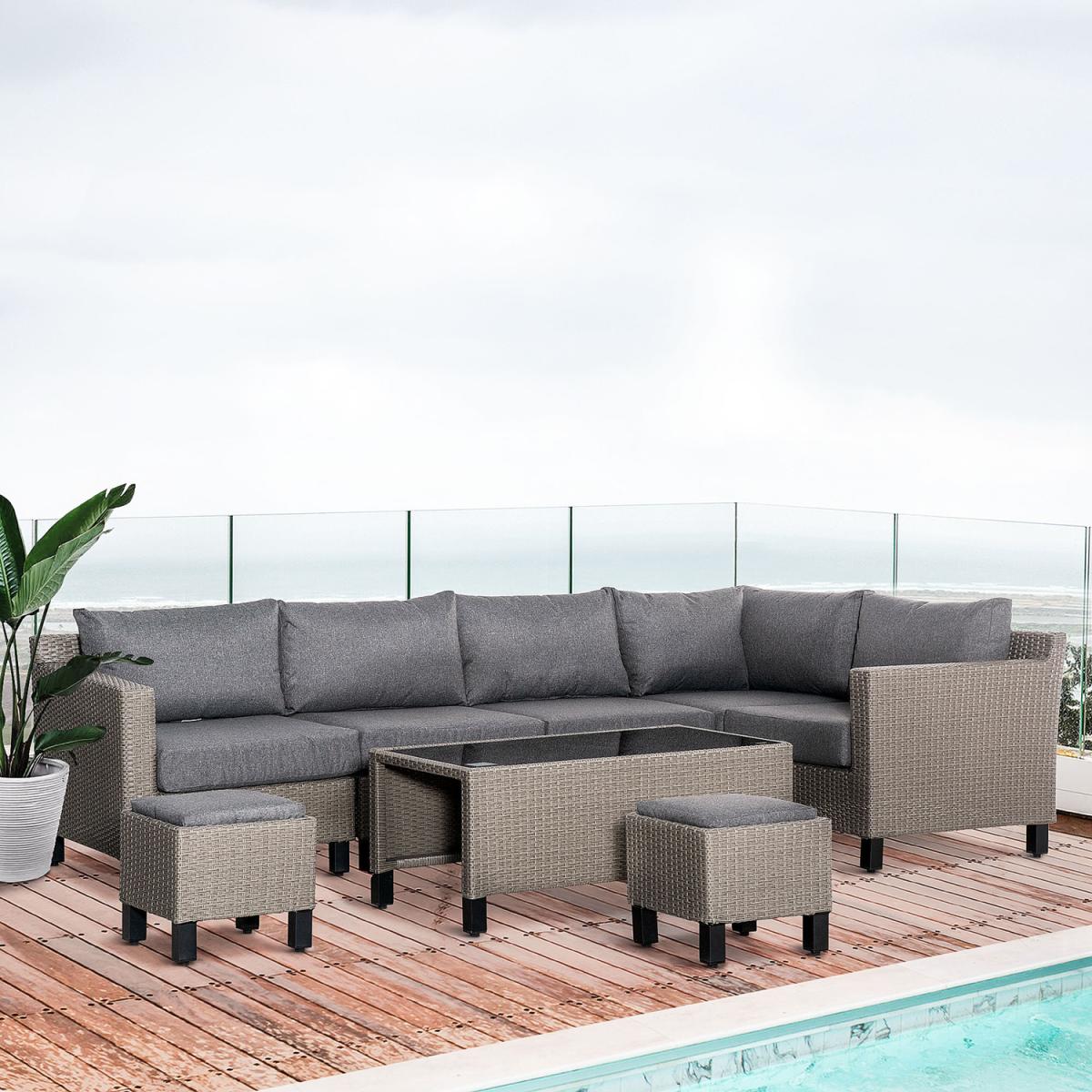 8 PCS Outdoor PE Rattan Sofa Set - Grey – image 1