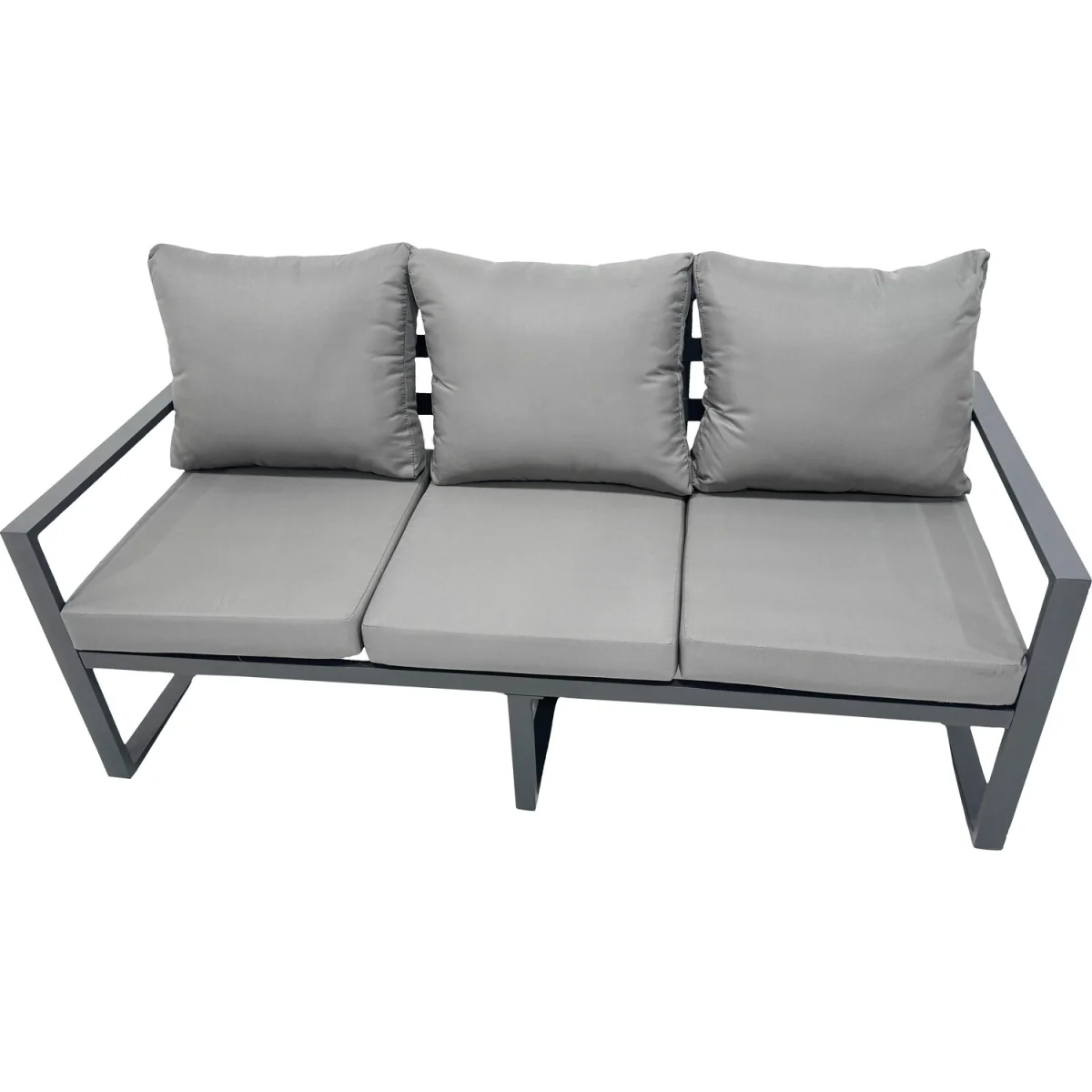 Fimous 9-Seater Aluminium Garden Lounge Set with Square Coffee Table and Stools Dark Grey - Dark Grey – image 3