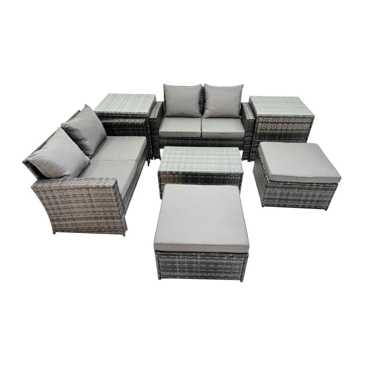 Fimous 6-Seater PE Rattan Outdoor Sofa Set, Dark Grey Mixed - Dark Grey Mixed – image 1
