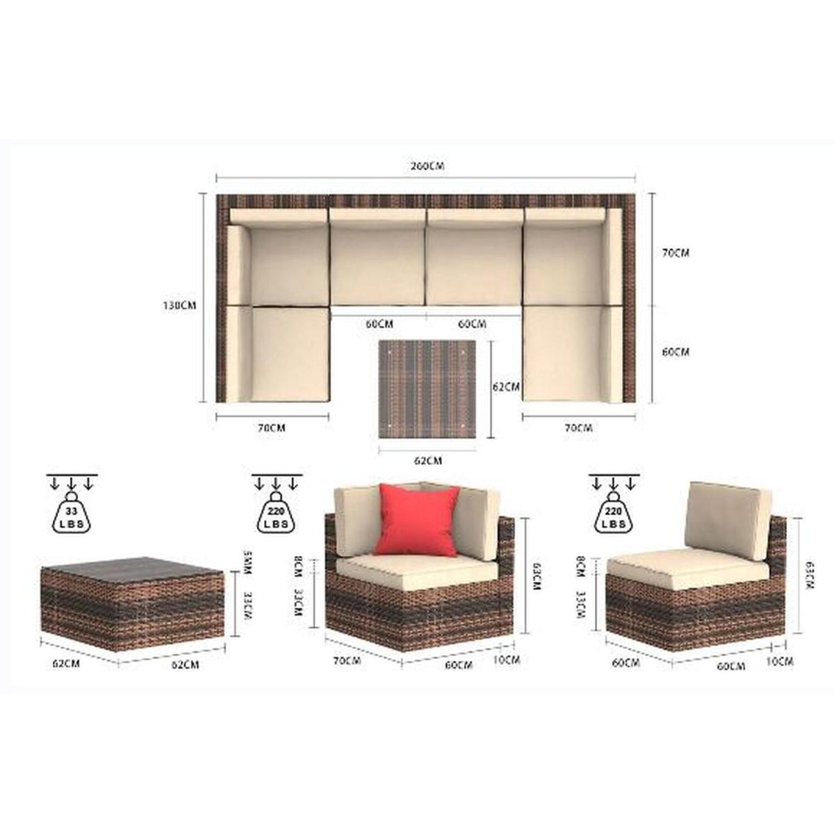 Outdoor Garden Rattan Furniture Set 4 Styles - Grey / 60 x 60 x 35cm – image 11