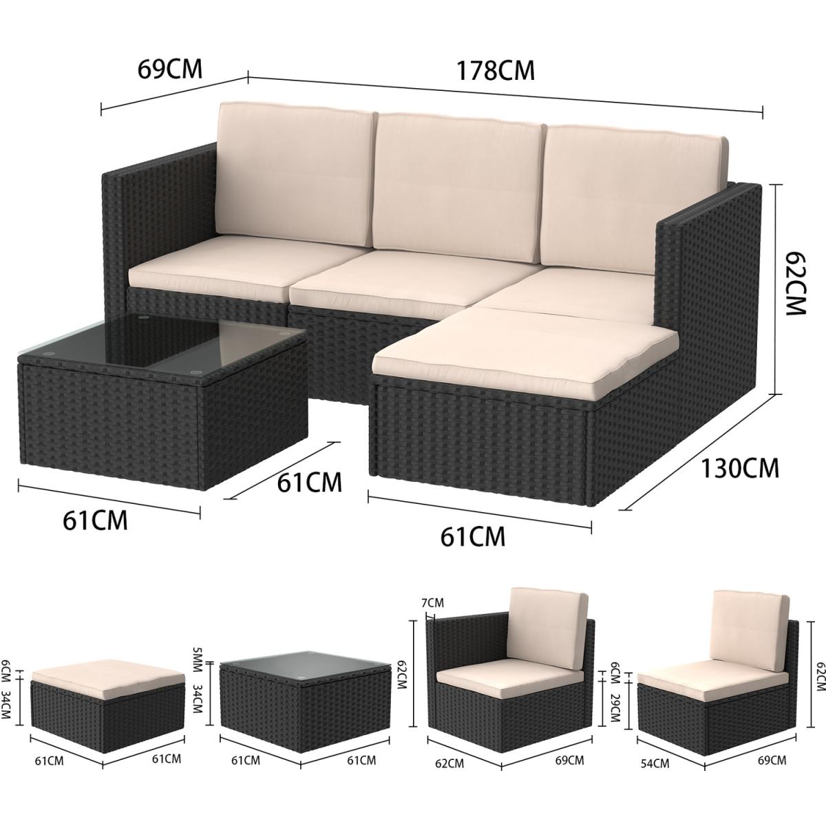 Outdoor Garden Rattan Furniture Set 4 Styles - Grey / 60 x 60 x 35cm – image 13