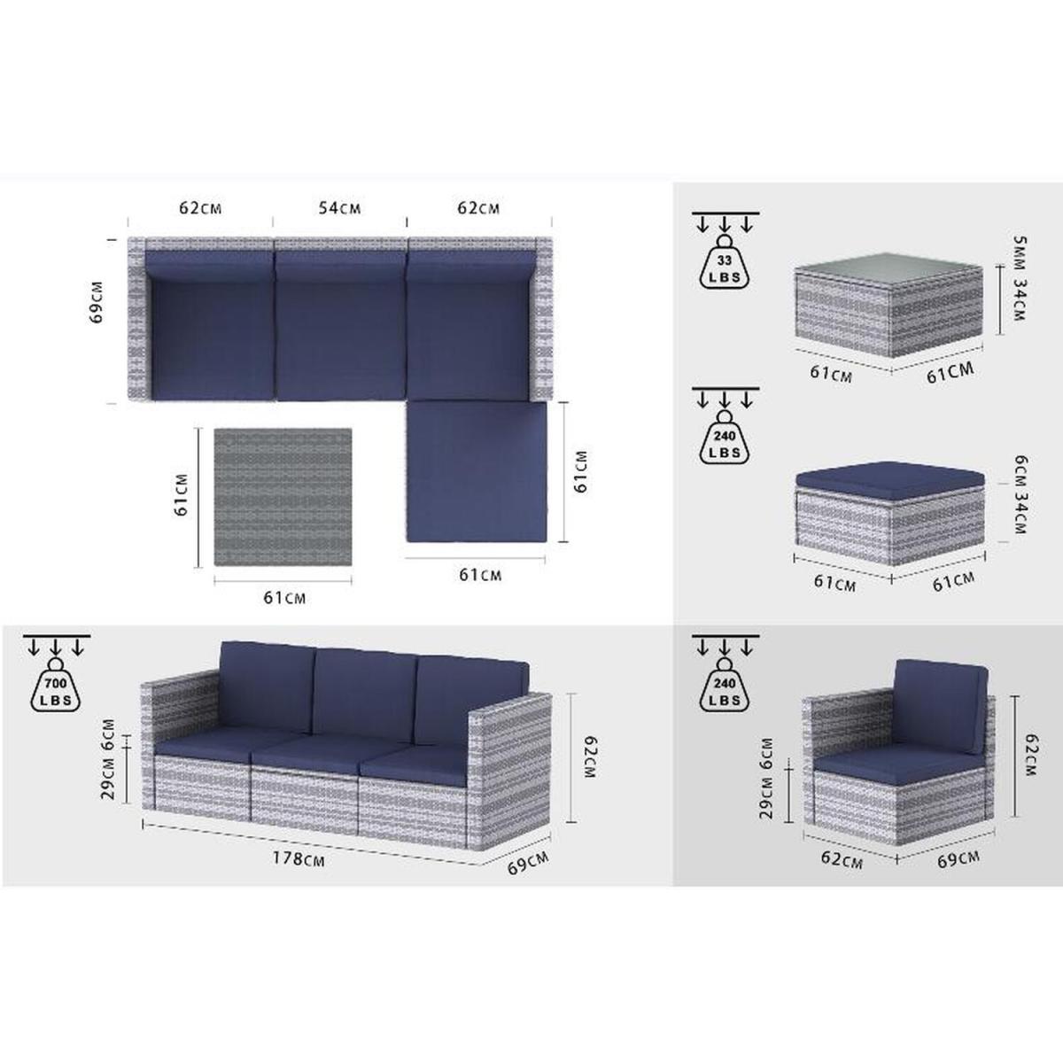 Outdoor Garden Rattan Furniture Set 4 Styles - Grey / 60 x 60 x 35cm – image 14