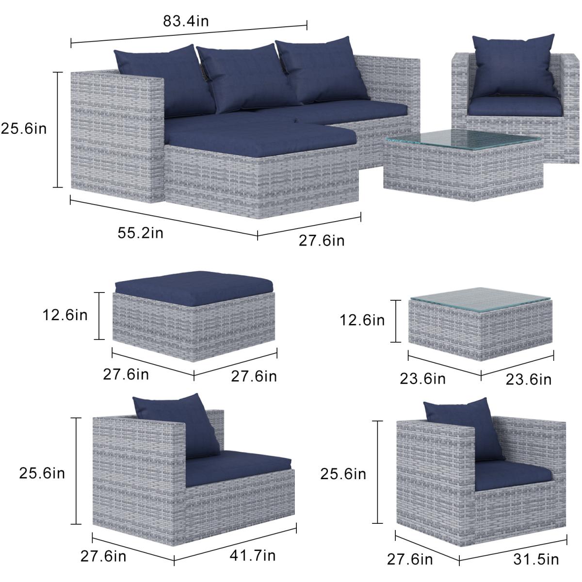 Outdoor Garden Rattan Furniture Set 4 Styles - Grey / 60 x 60 x 35cm – image 15