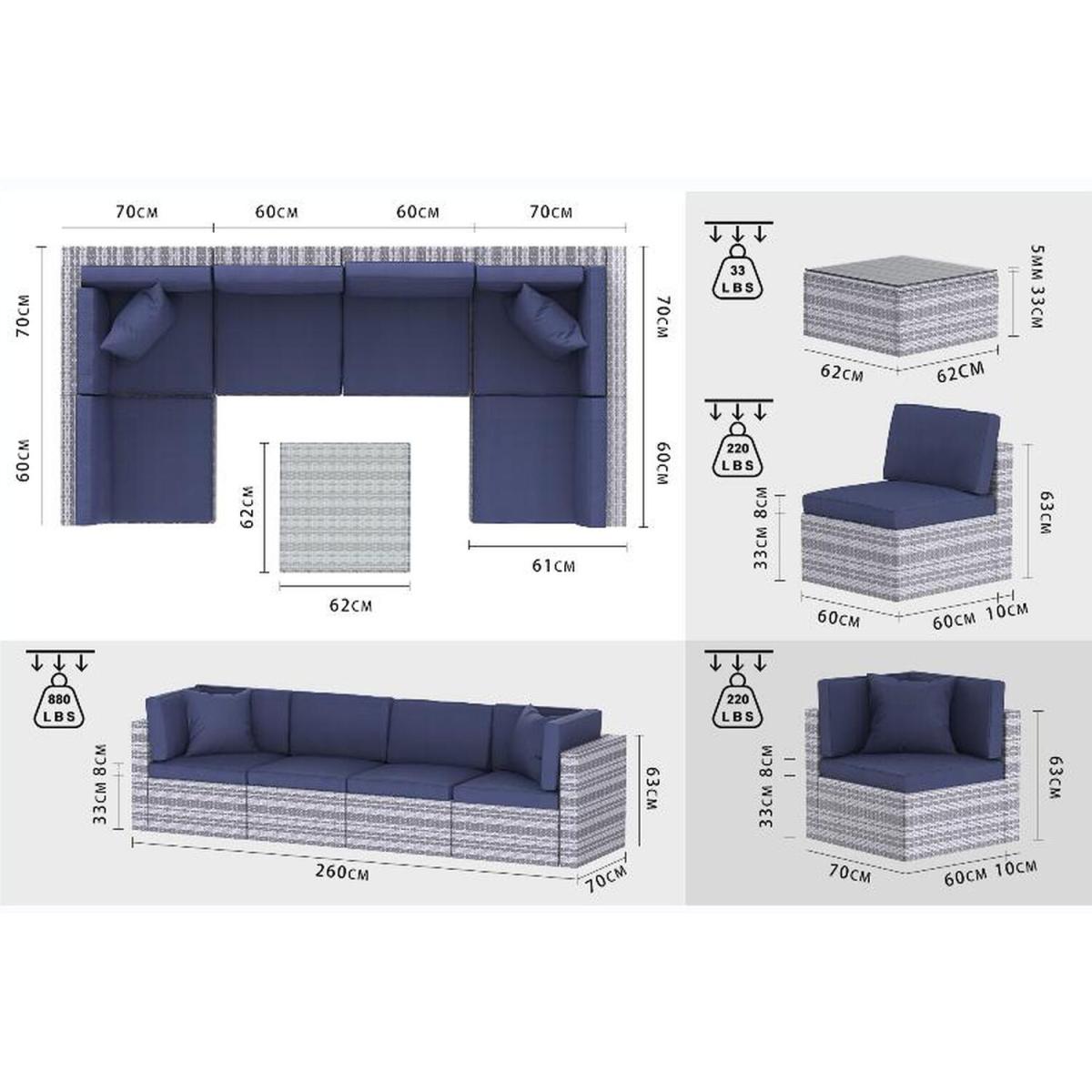 Outdoor Garden Rattan Furniture Set 4 Styles - Grey / 60 x 60 x 35cm – image 17