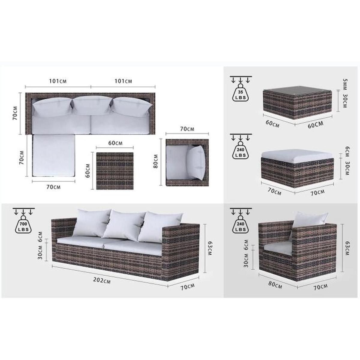 Outdoor Garden Rattan Furniture Set 4 Styles - Grey / 60 x 60 x 35cm – image 9