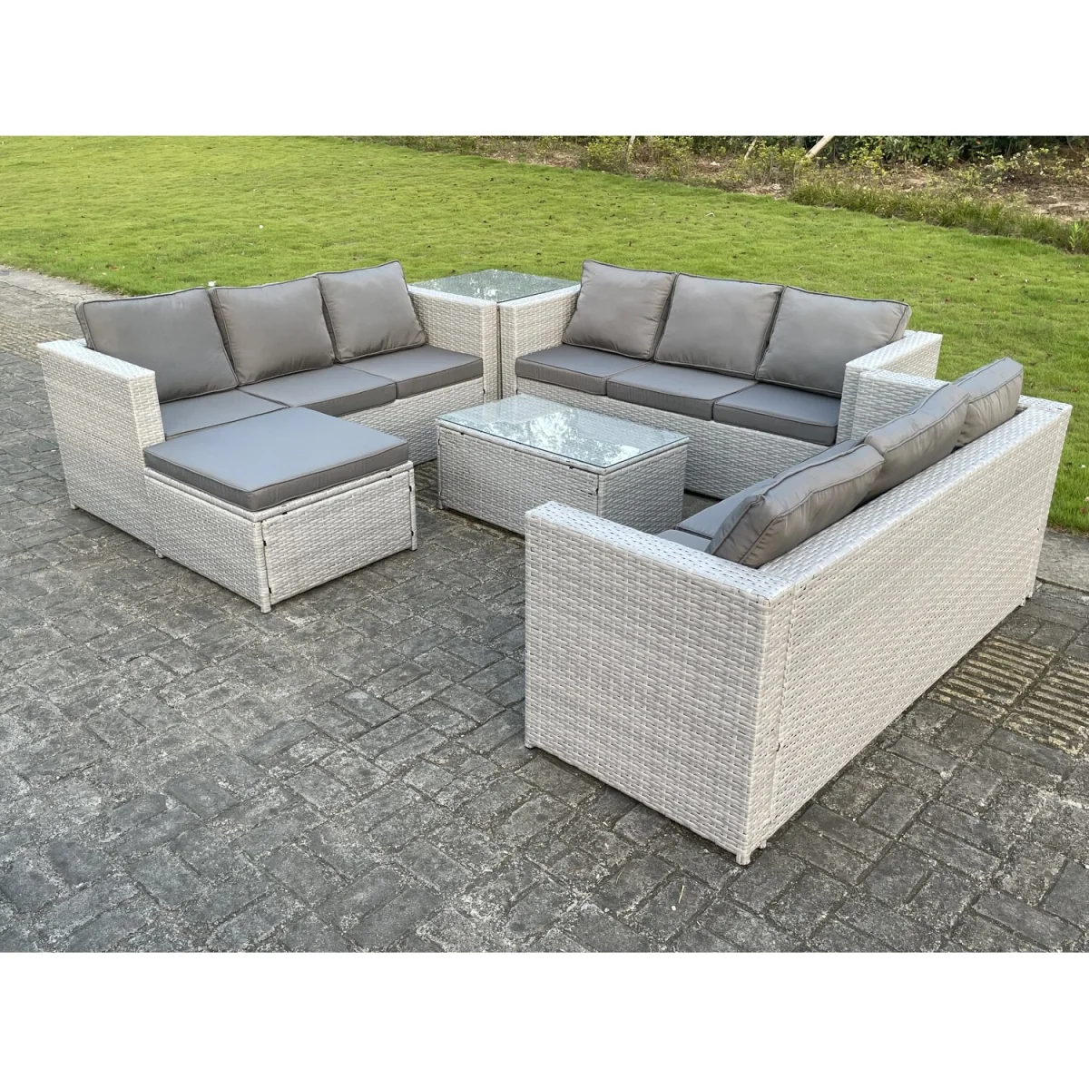 10 Seat Light Grey Lounge Outdoor PE Rattan Garden Furniture Set - Light Grey Mixed – image 5