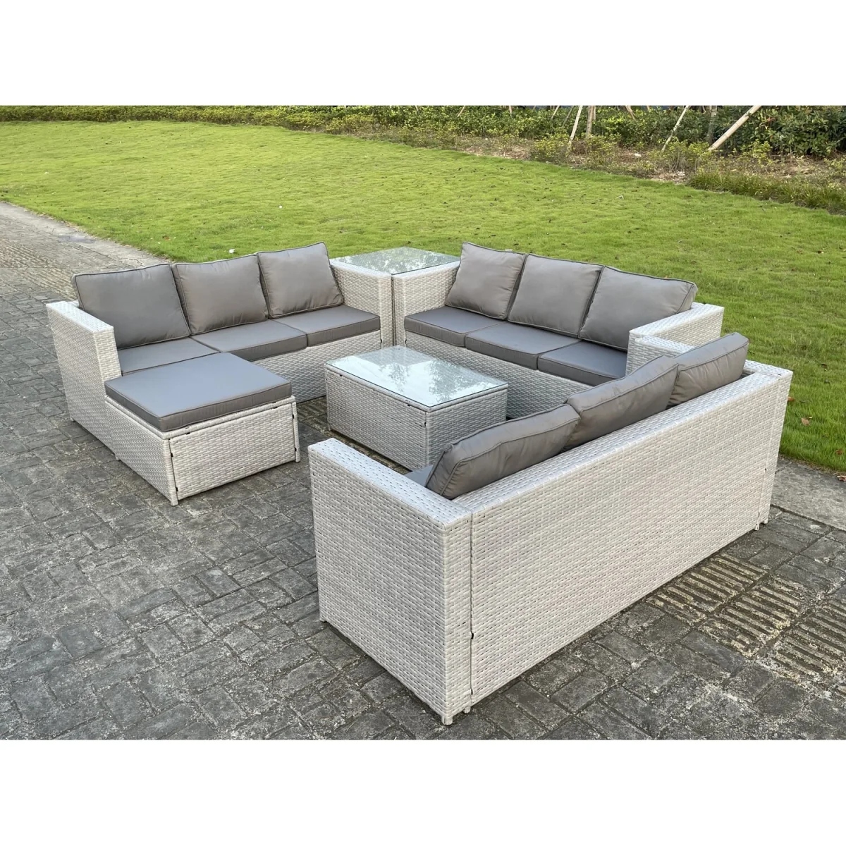 10 Seat Light Grey Lounge Outdoor PE Rattan Garden Furniture Set - Light Grey Mixed – image 6