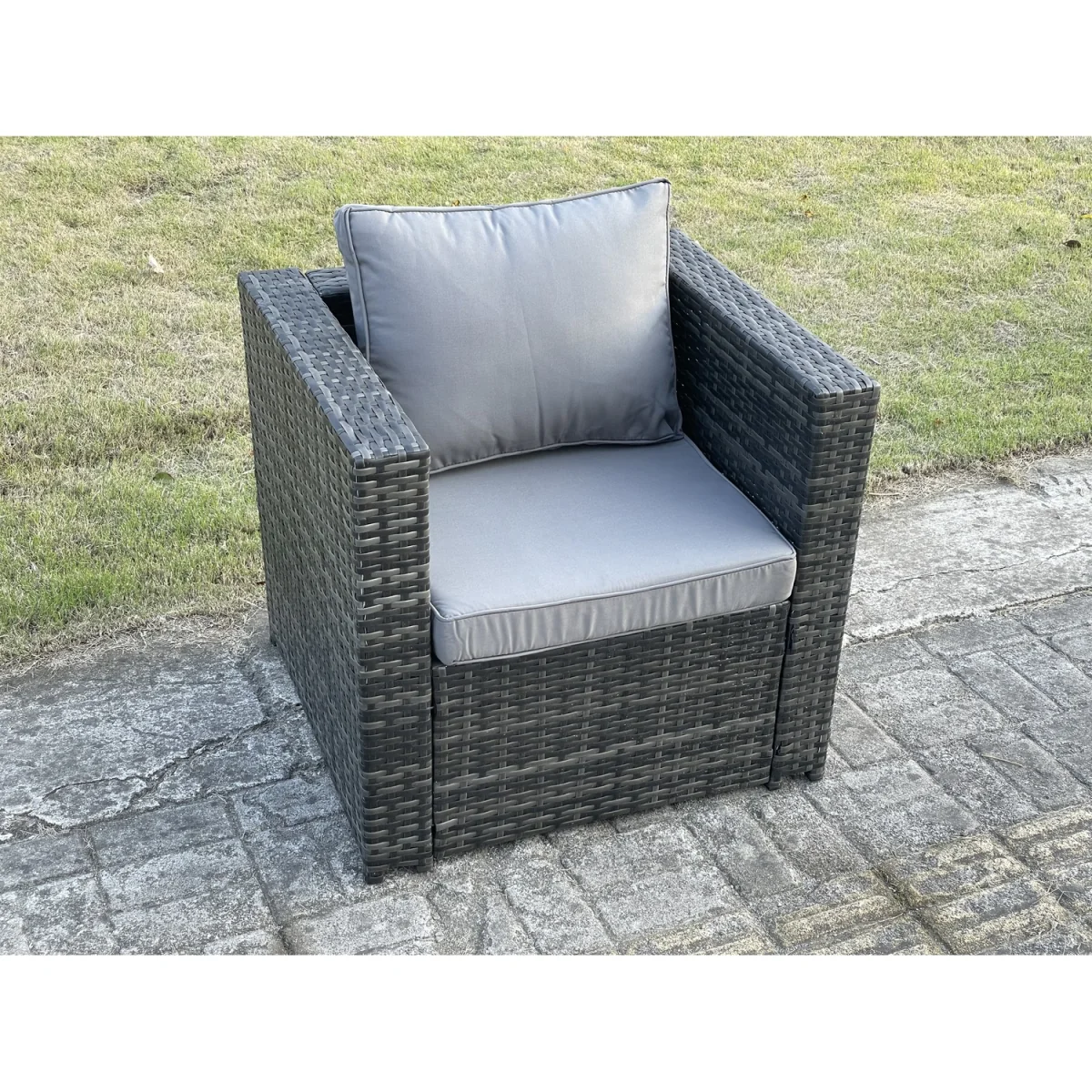 Fimous 6-Piece PE Rattan Outdoor Sofa Set, Dark Grey Mixed. - Dark Grey Mixed – image 2