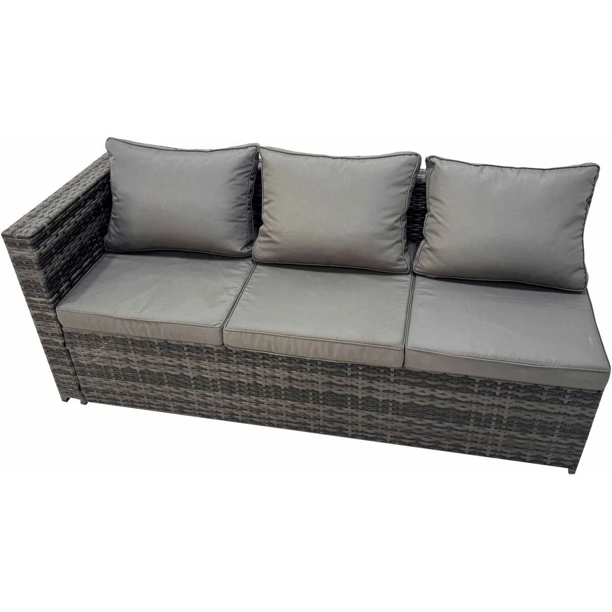 Fimous PE Rattan L-Shape Garden Sofa Set with Square Table, 2 Stools and 2 Chairs, Dark Grey. - Dark Grey – image 2
