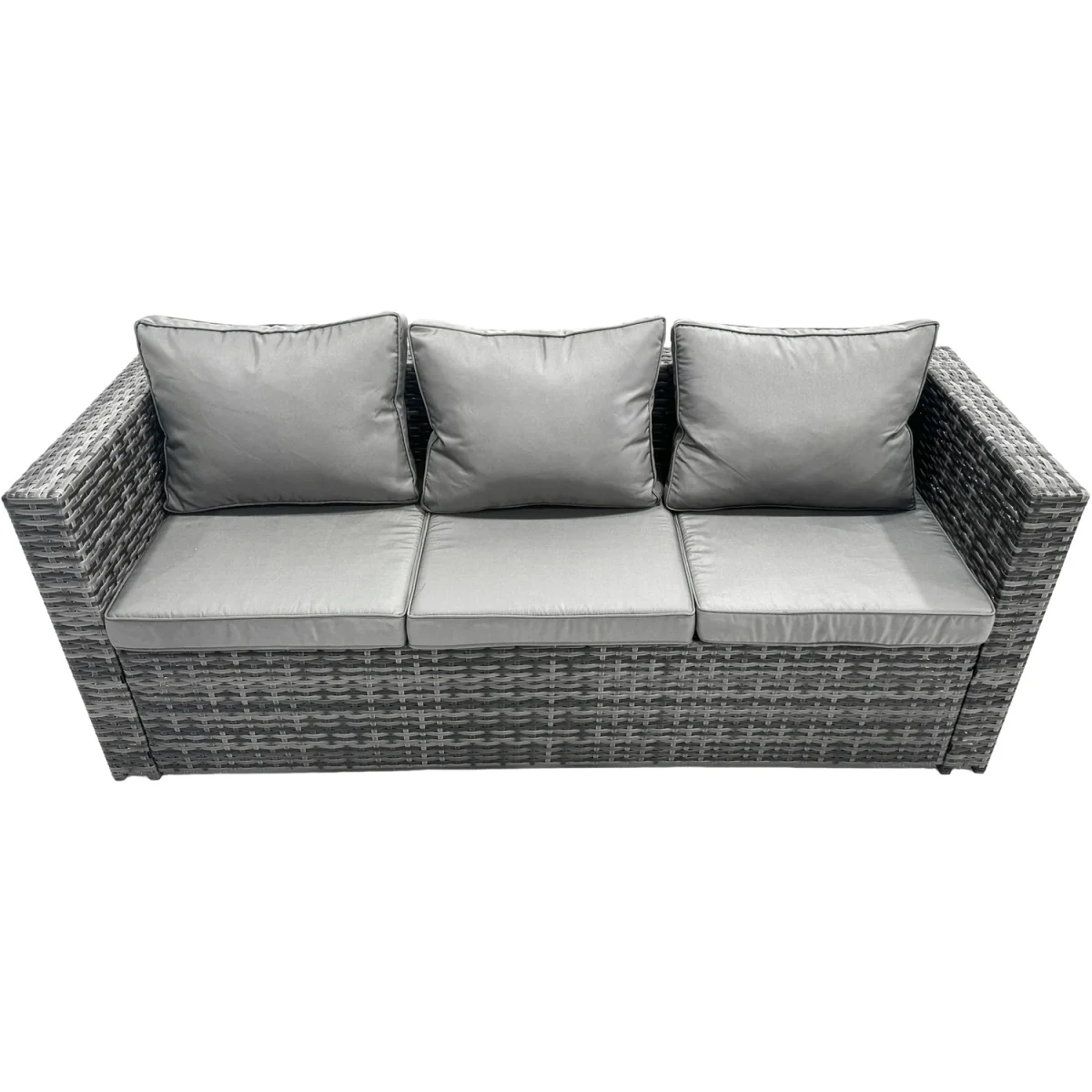 Fimous 8-Seater Outdoor PE Rattan Garden Sofa Set, Dark Grey. - Dark grey mixed rattan with dark grey fabric – image 3