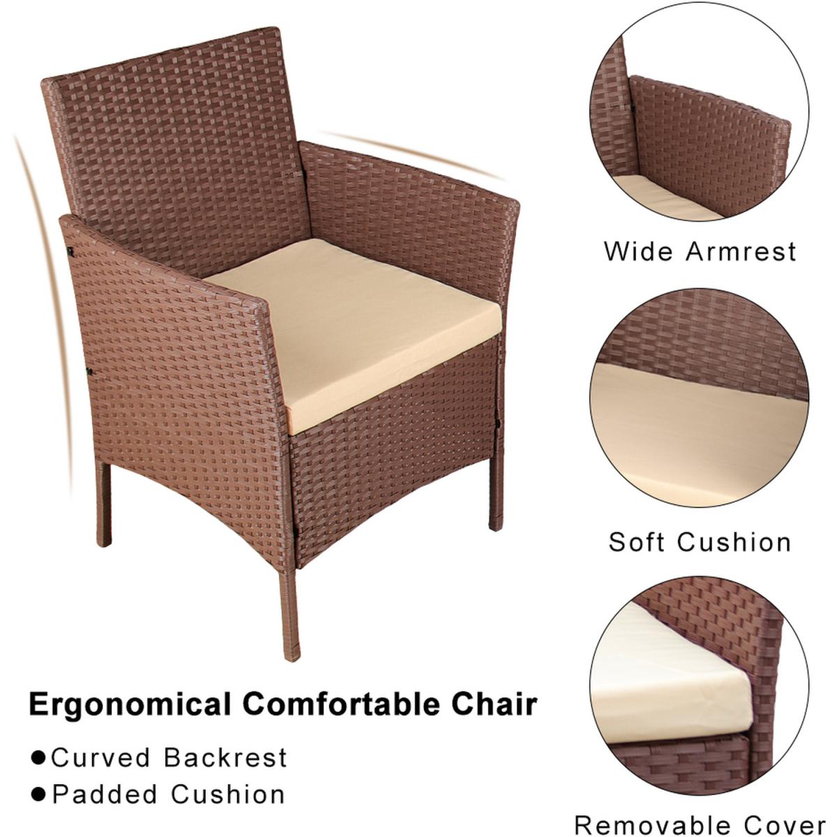 4 Seat Rattan Garden Furniture Set with Optional Cover - Brown / No cover – image 3