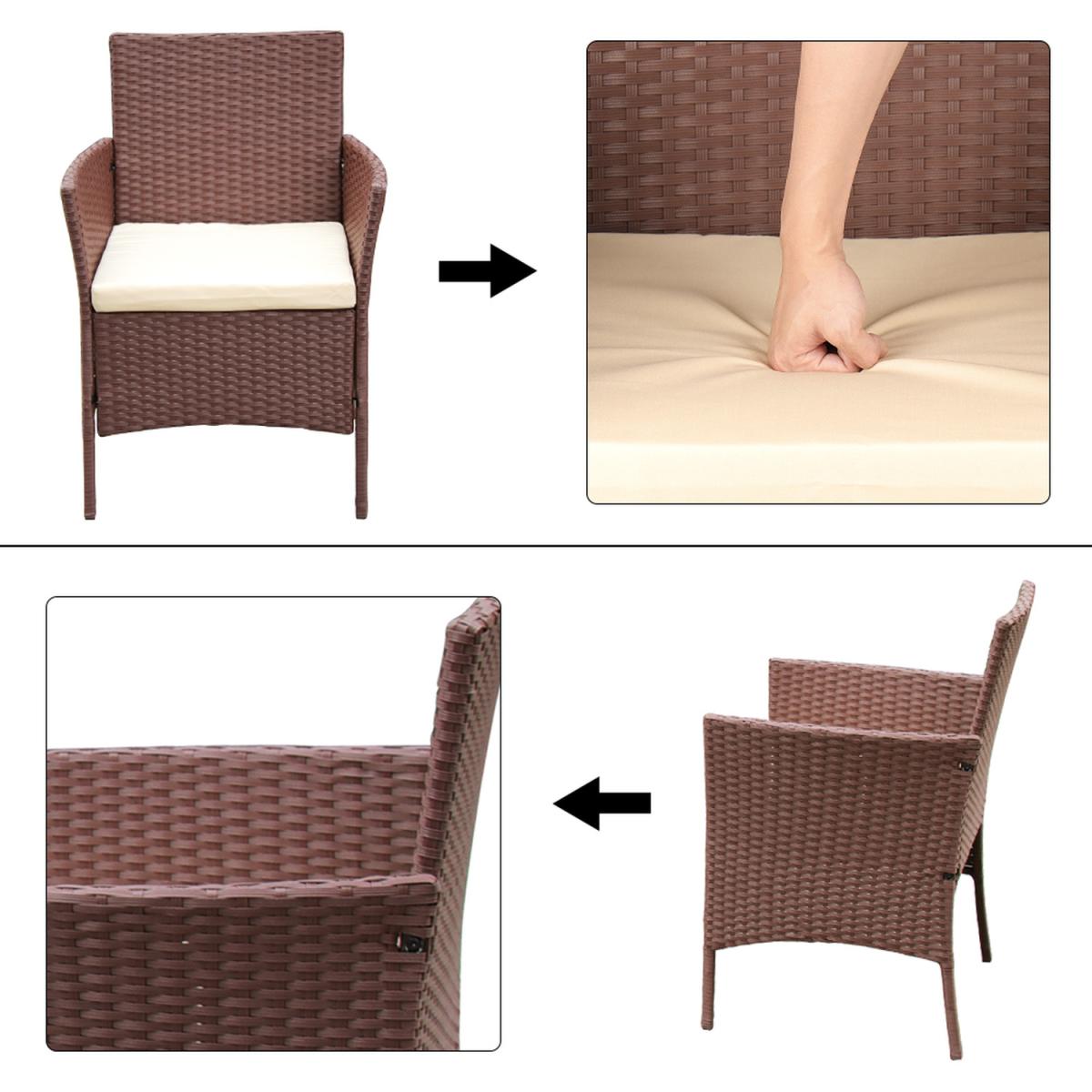 4 Seat Rattan Garden Furniture Set with Optional Cover - Brown / No cover – image 4