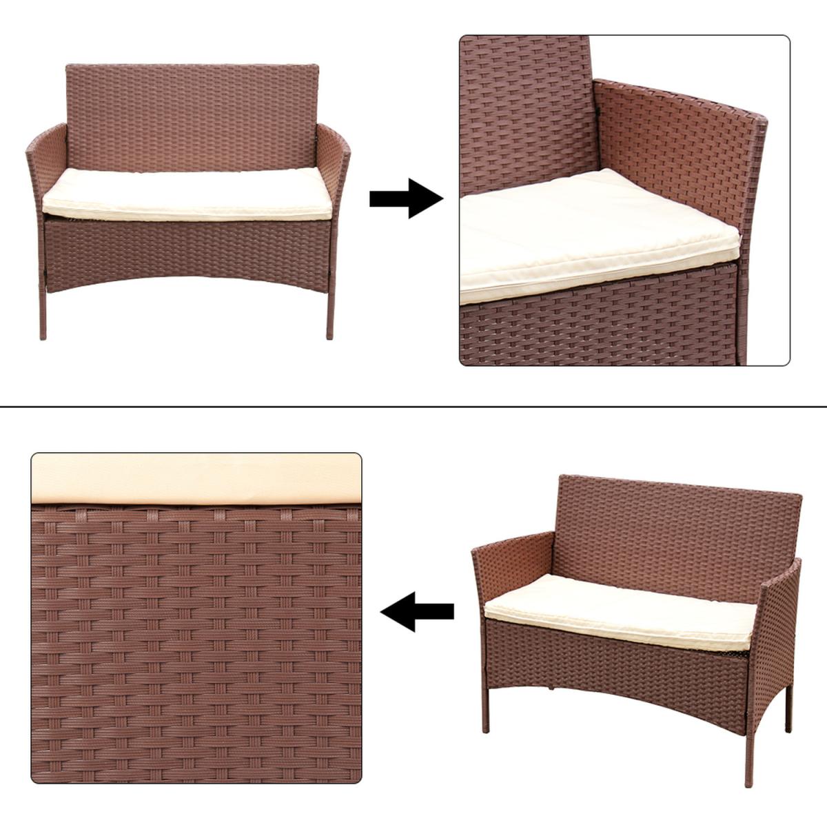 4 Seat Rattan Garden Furniture Set with Optional Cover - Brown / No cover – image 5
