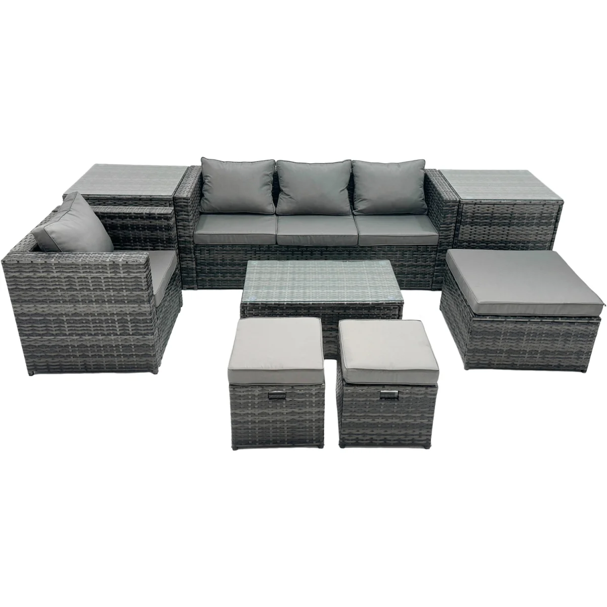 Fimous 7 Seater Outdoor Rattan Sofa Set Dark Grey Mixed - Dark Grey Mixed – image 5