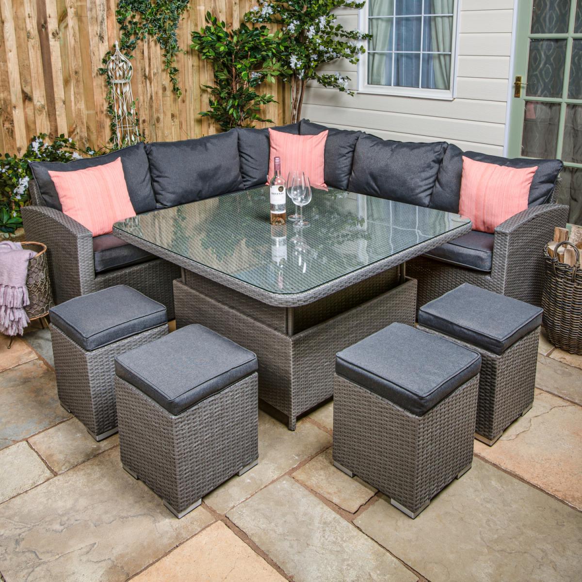 Dakota Casual Dining Corner Sofa Set with Square Adjustable Table - Grey – image 2