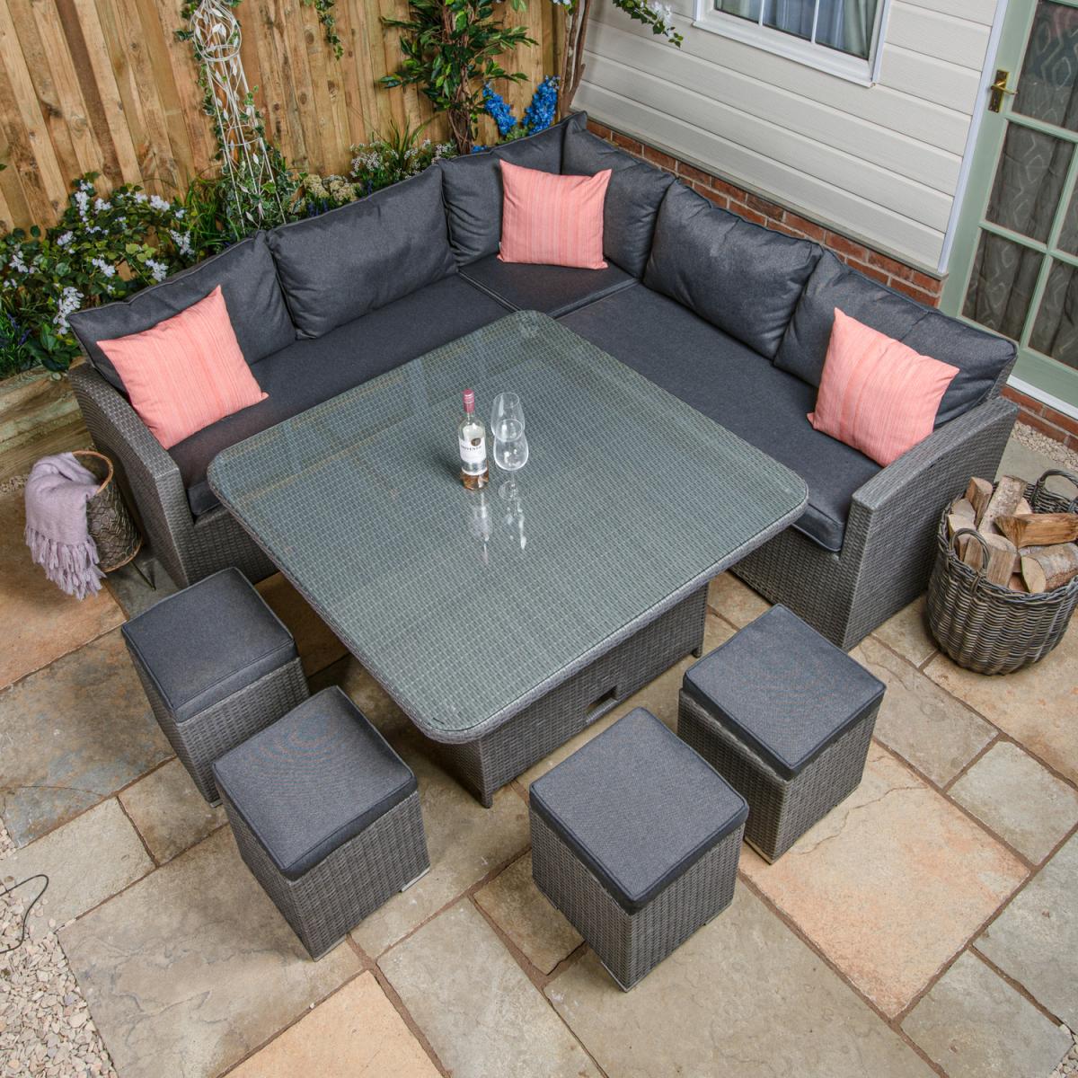 Dakota Casual Dining Corner Sofa Set with Square Adjustable Table - Grey – image 4