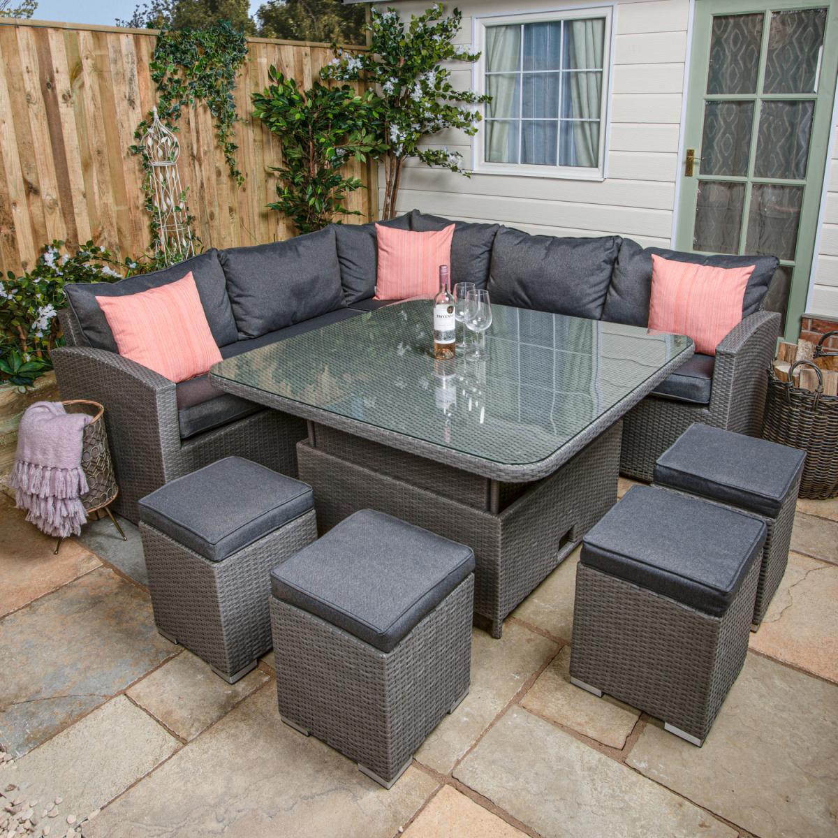 Dakota Casual Dining Corner Sofa Set with Square Adjustable Table - Grey – image 5