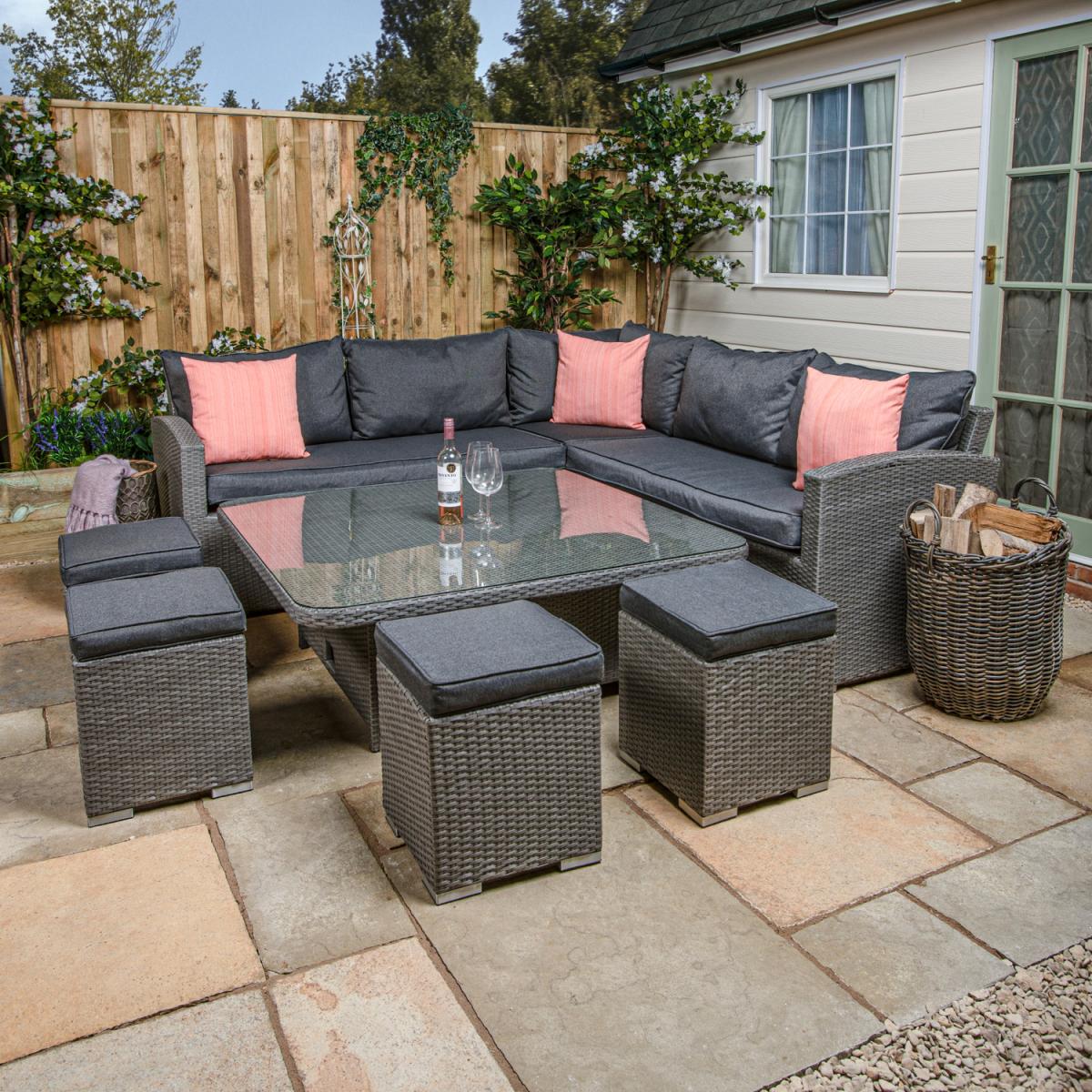 Dakota Casual Dining Corner Sofa Set with Square Adjustable Table - Grey – image 1