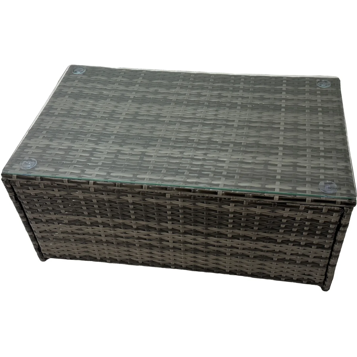 Fimous Outdoor Rattan Garden Corner Sofa Set with Tempered Glass Coffee Table and 2 Chairs - Dark grey mixed rattan with dark grey fabric – image 5